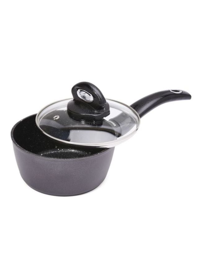 Orion Forged Aluminium Induction Bottom Non-stick Saucepan With Lid Black 16cm