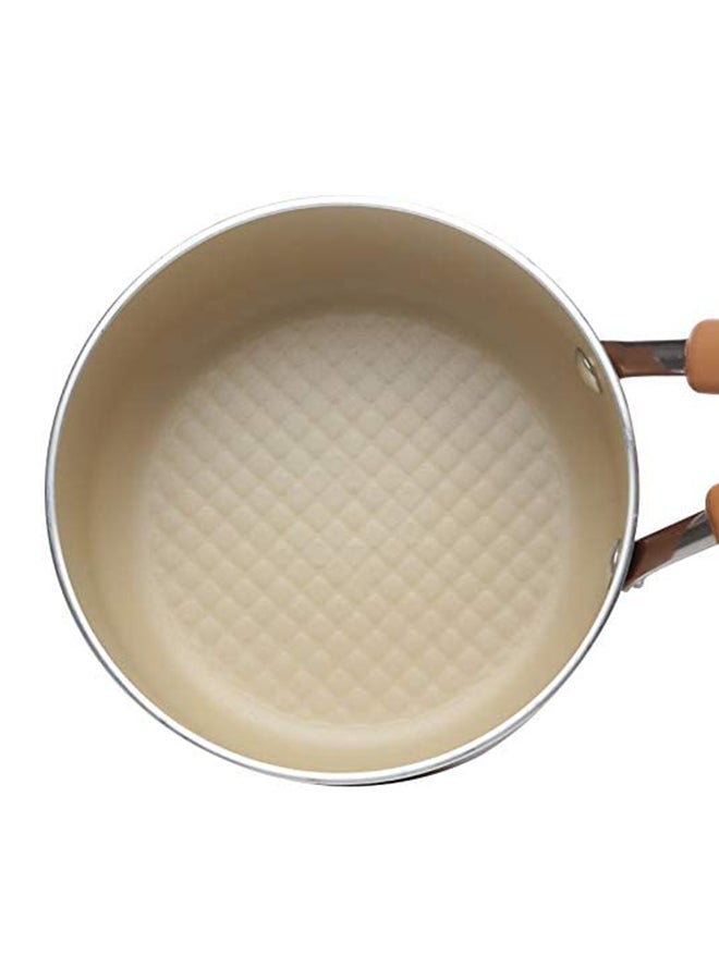 Aluminum Non-stick Covered Saucepan With Glass Lid Brown 18cm