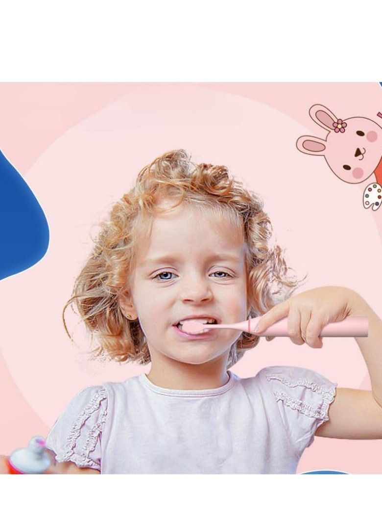 COOLBBAY Children's Electric Toothbrush Cute Cartoon Soft Bristles Electric Toothbrush Smart Timing Sonic Electric Toothbrush Blue