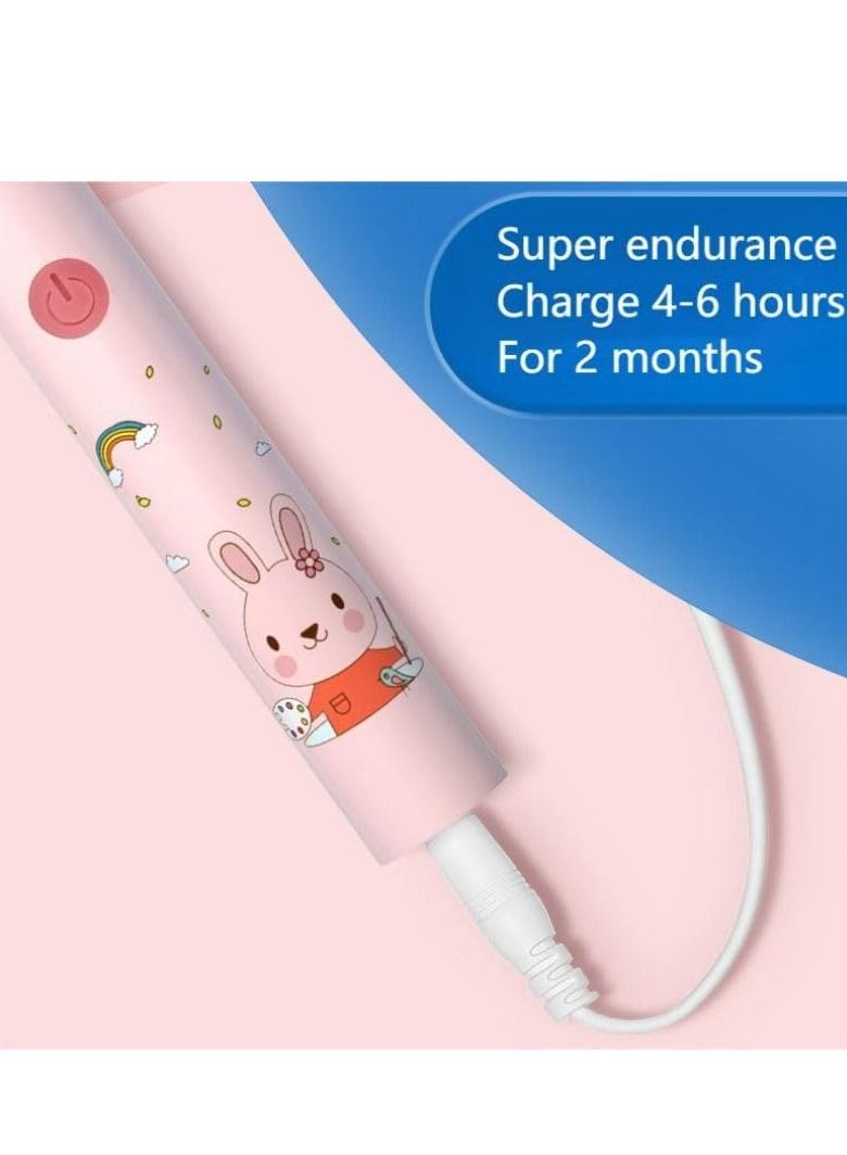 COOLBBAY Children's Electric Toothbrush Cute Cartoon Soft Bristles Electric Toothbrush Smart Timing Sonic Electric Toothbrush Blue