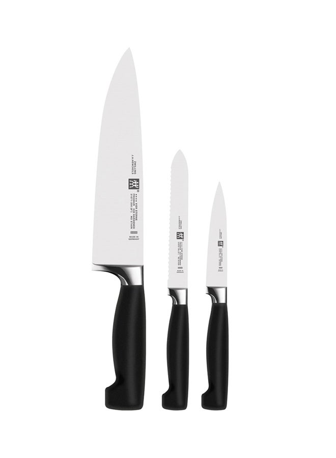 3-Piece Stainless Steel Knife Set Silver/Black