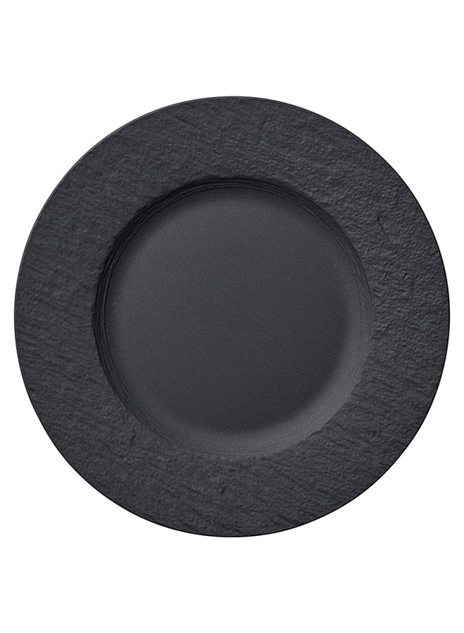 6-Piece Manufacture Rock Textured Breakfast Plate Set Black 21.7cm