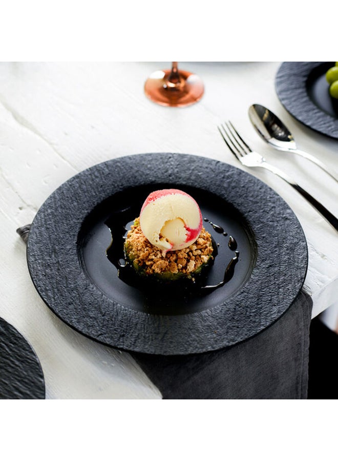 6-Piece Manufacture Rock Textured Breakfast Plate Set Black 21.7cm