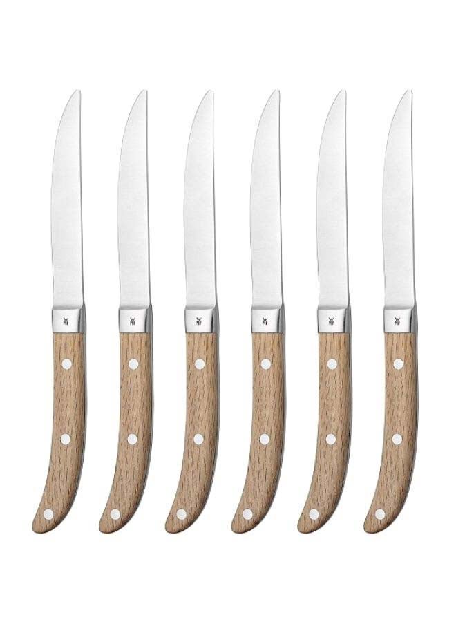 6-Piece Ranch Steak Knife Set Silver/Brown 6centimeter