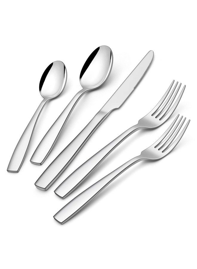 40Piece Heavy Duty Silverware Set For 8 Efar Stainless Steel Flatware Cutlery Set Thick Metal Tableware Eating Utensils Include Forks Spoons Knives Square Edge & Mirror Polished Dishwasher Safe