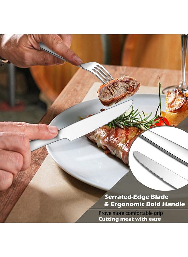 40Piece Heavy Duty Silverware Set For 8 Efar Stainless Steel Flatware Cutlery Set Thick Metal Tableware Eating Utensils Include Forks Spoons Knives Square Edge & Mirror Polished Dishwasher Safe