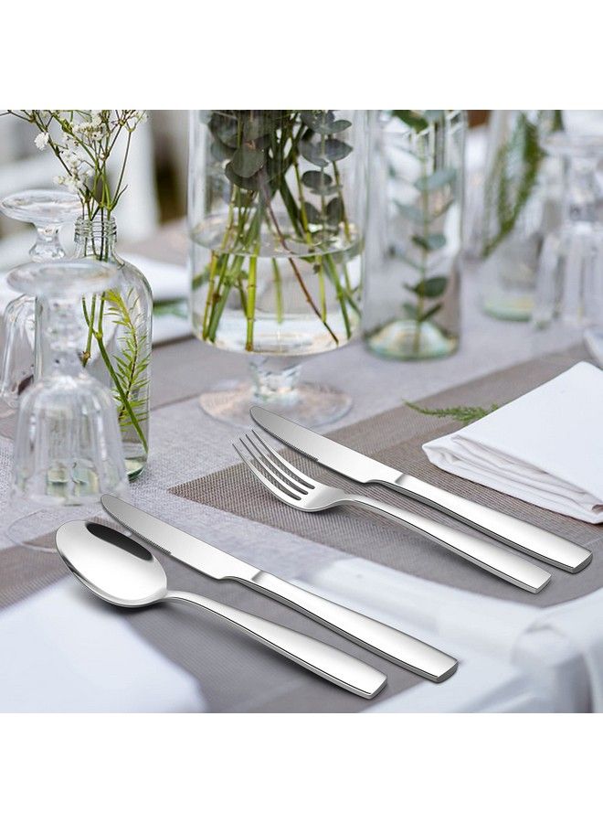 40Piece Heavy Duty Silverware Set For 8 Efar Stainless Steel Flatware Cutlery Set Thick Metal Tableware Eating Utensils Include Forks Spoons Knives Square Edge & Mirror Polished Dishwasher Safe