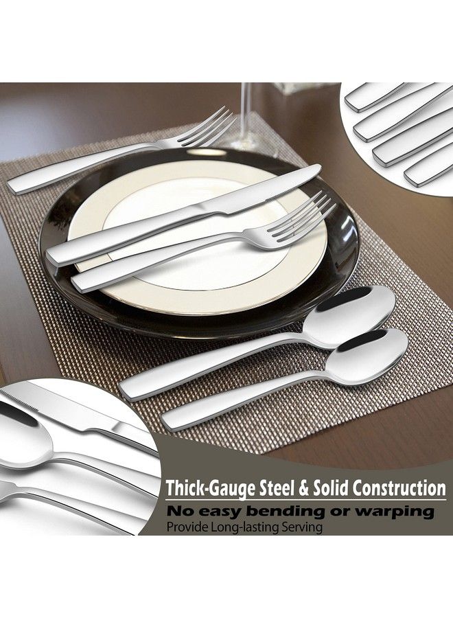 40Piece Heavy Duty Silverware Set For 8 Efar Stainless Steel Flatware Cutlery Set Thick Metal Tableware Eating Utensils Include Forks Spoons Knives Square Edge & Mirror Polished Dishwasher Safe