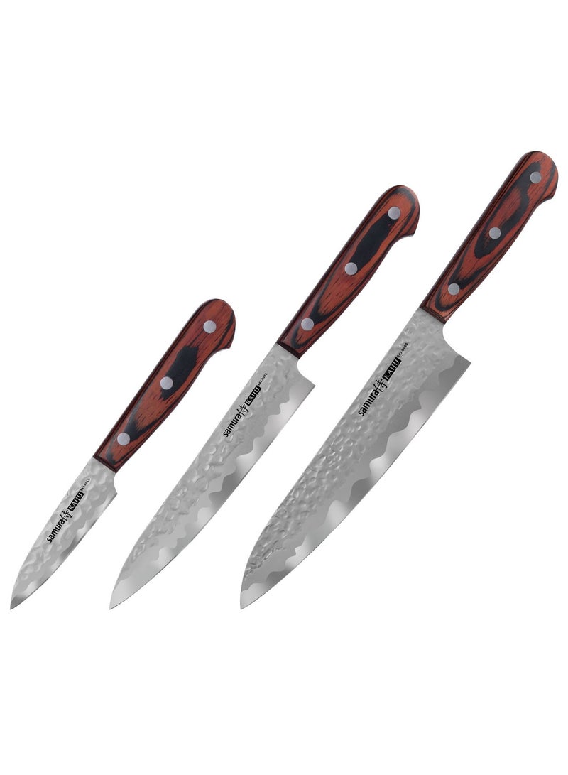 Samura Kaiju Set Of 3 Kitchen  Knives: Paring Knife Utility Knife Chef'S Knife