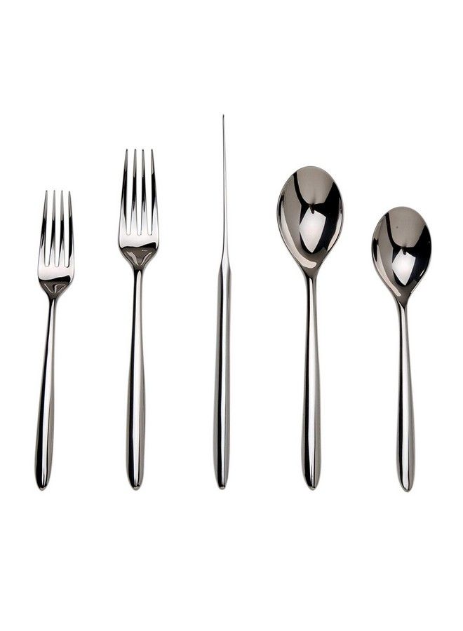 Dune 5Piece Stainless Steel Flatware Set | 18/10 Mirror Stainless Steel Silverware Cutlery Set | Designed For Home Kitchens Hotel Or Restaurant Use | Service For 1 | Dishwasher Safe