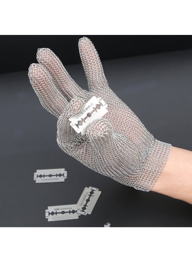 Knife Cut Resistant Chain Protective Glove Silver 25cm