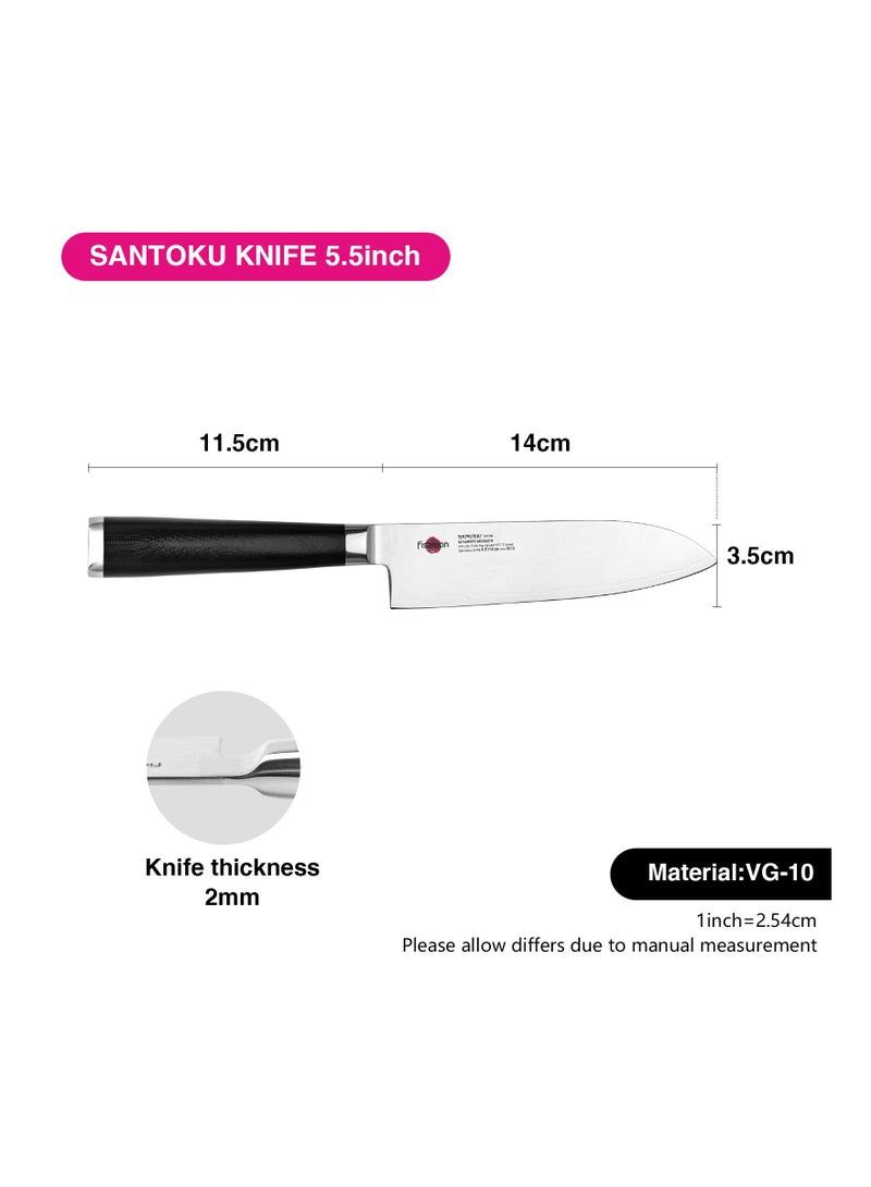 Santoku Knife 5.5inch SAMURAI MUSASHI 14cm (Steel DAMASCUS)