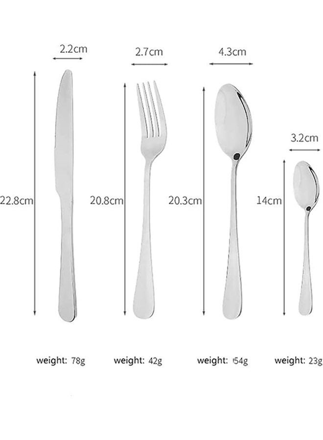 24-Piece Stainless Steel Cutlery Set Silver 22.8x2.2cm