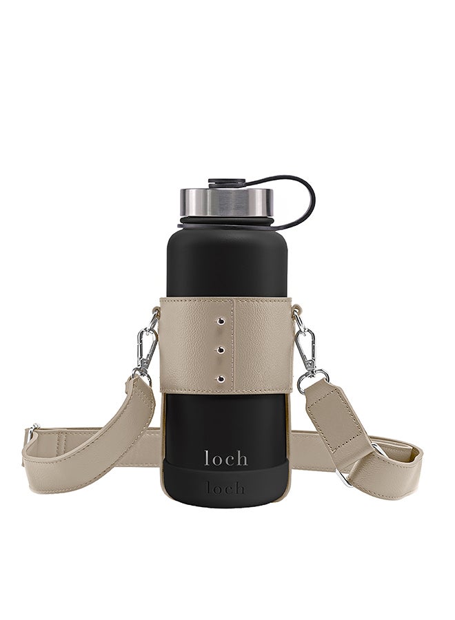 LOCH Water Bottle Clay Strap Silver Metal 900ml