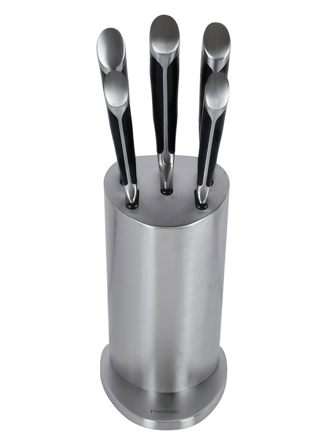 5-Piece Knife Block Set Silver/Black 20 Cm, 20 Cm, 20 Cm, 13 Cm, 9cm