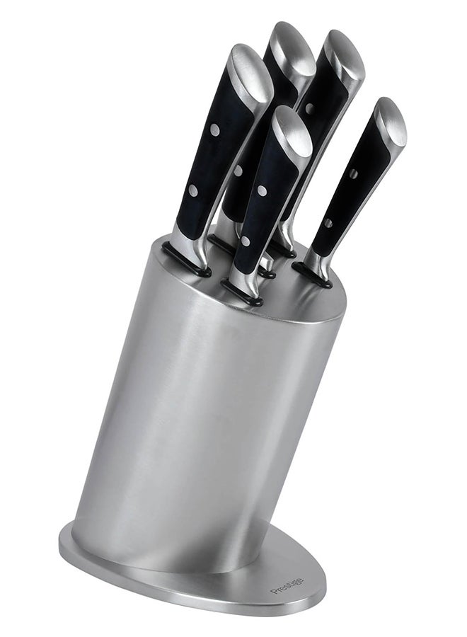 5-Piece Knife Block Set Silver/Black 20 Cm, 20 Cm, 20 Cm, 13 Cm, 9cm