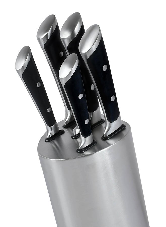 5-Piece Knife Block Set Silver/Black 20 Cm, 20 Cm, 20 Cm, 13 Cm, 9cm