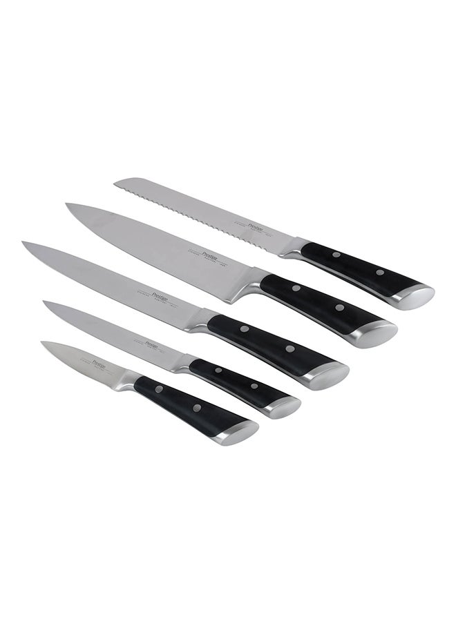 5-Piece Knife Block Set Silver/Black 20 Cm, 20 Cm, 20 Cm, 13 Cm, 9cm