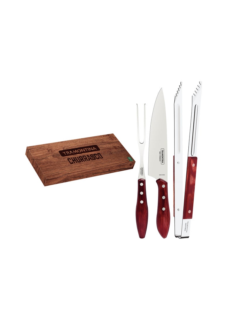 Since 1911,Made in Brazil- Fsc Certified 3Pcs Barbecue Set Pol