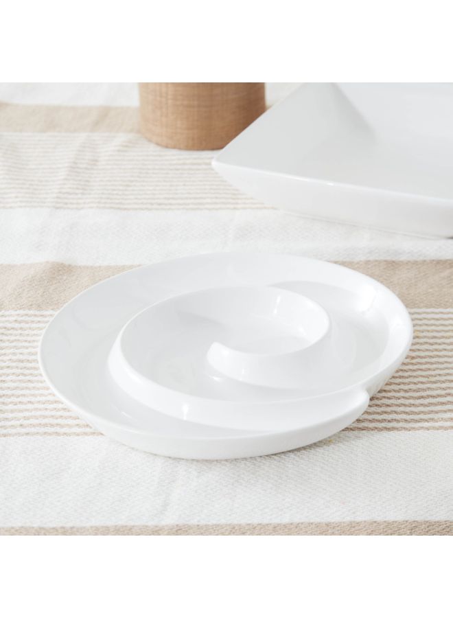 6-Piece Nova Entertainment Serving Set White J Platter 27x27x3 cm, O Platter 25x25x6 cm, Platter 26x26x2 cm, Side Plate 27x22x2.5 cm, Oval Platter 33x3x3 cm, Tray 34.8x8.5x3cm