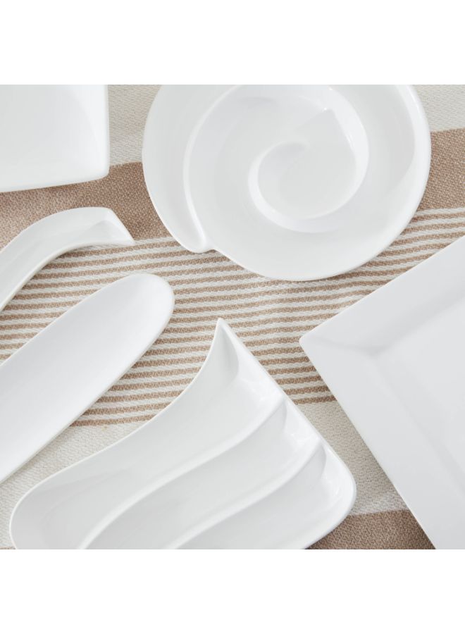 6-Piece Nova Entertainment Serving Set White J Platter 27x27x3 cm, O Platter 25x25x6 cm, Platter 26x26x2 cm, Side Plate 27x22x2.5 cm, Oval Platter 33x3x3 cm, Tray 34.8x8.5x3cm