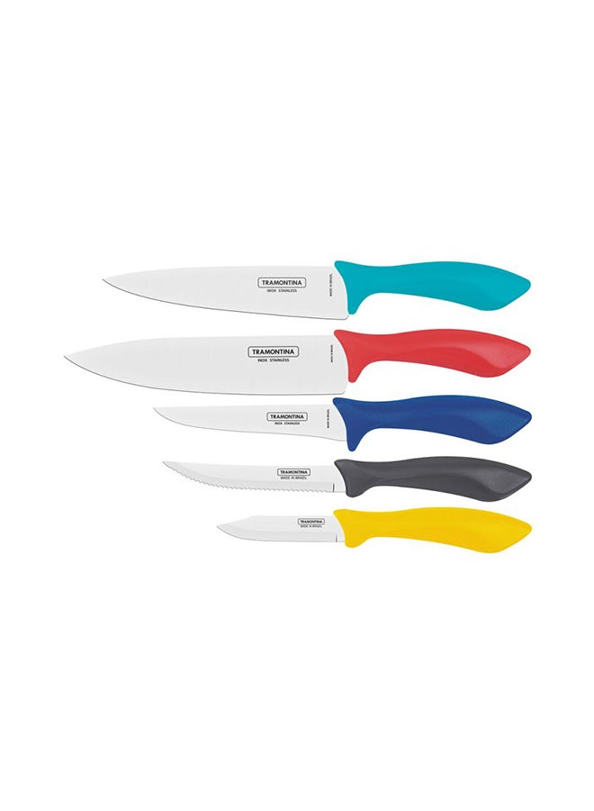 5-Piece Knives Set Multicolour Chef's Knife - 8, Kitchen Knife - 7, Boning Knife - 5, Steak Knife - 5, Paring Knife - 3inch