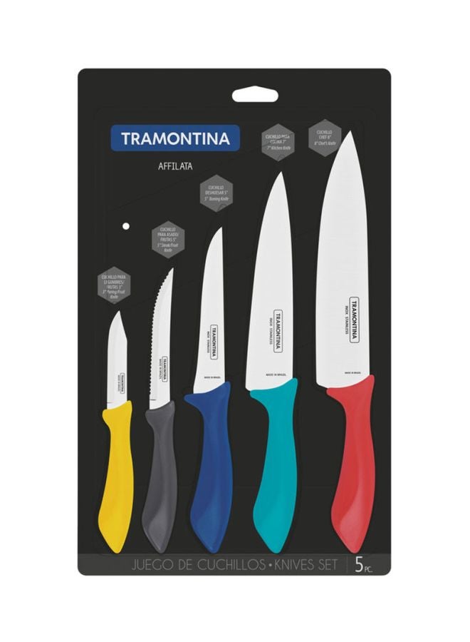 5-Piece Knives Set Multicolour Chef's Knife - 8, Kitchen Knife - 7, Boning Knife - 5, Steak Knife - 5, Paring Knife - 3inch