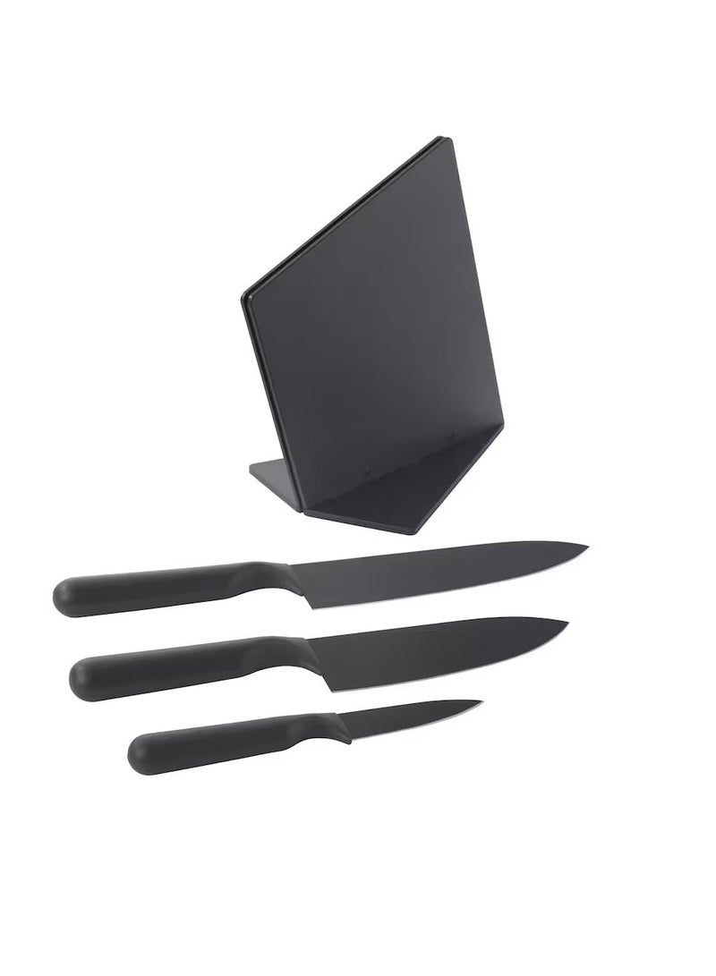 Knife block with 3 knives, black