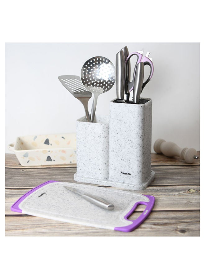 Kitchen Knife And Utensil Organizer 21.5x13.2x23cm With Cutting Board 33x20x0.6cm Plastic