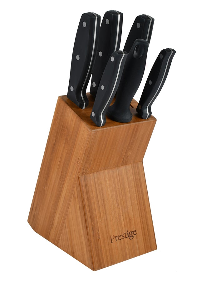7-Piece Complement Knife Block Set Silver/Black/Orange