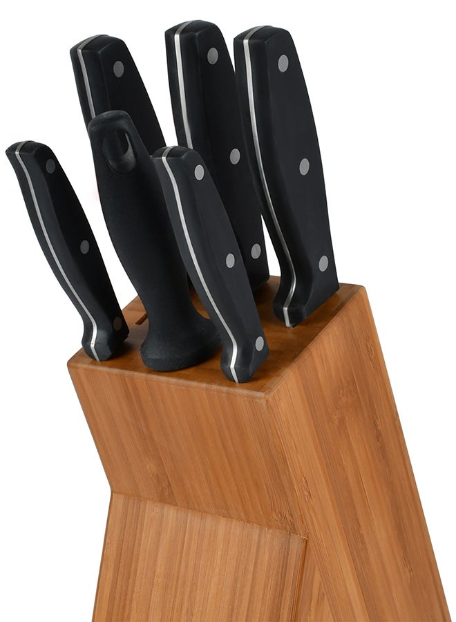 7-Piece Complement Knife Block Set Silver/Black/Orange