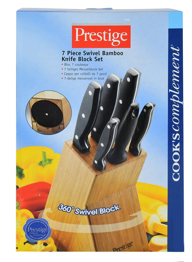 7-Piece Complement Knife Block Set Silver/Black/Orange