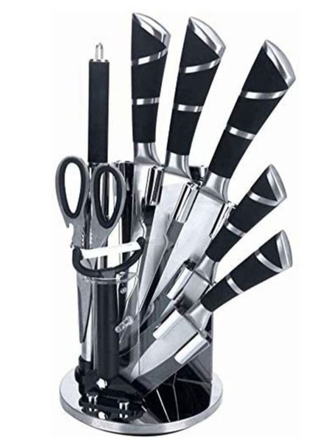 DESSINI 9-Piece Multi-Functional Knife Set Silver/Black