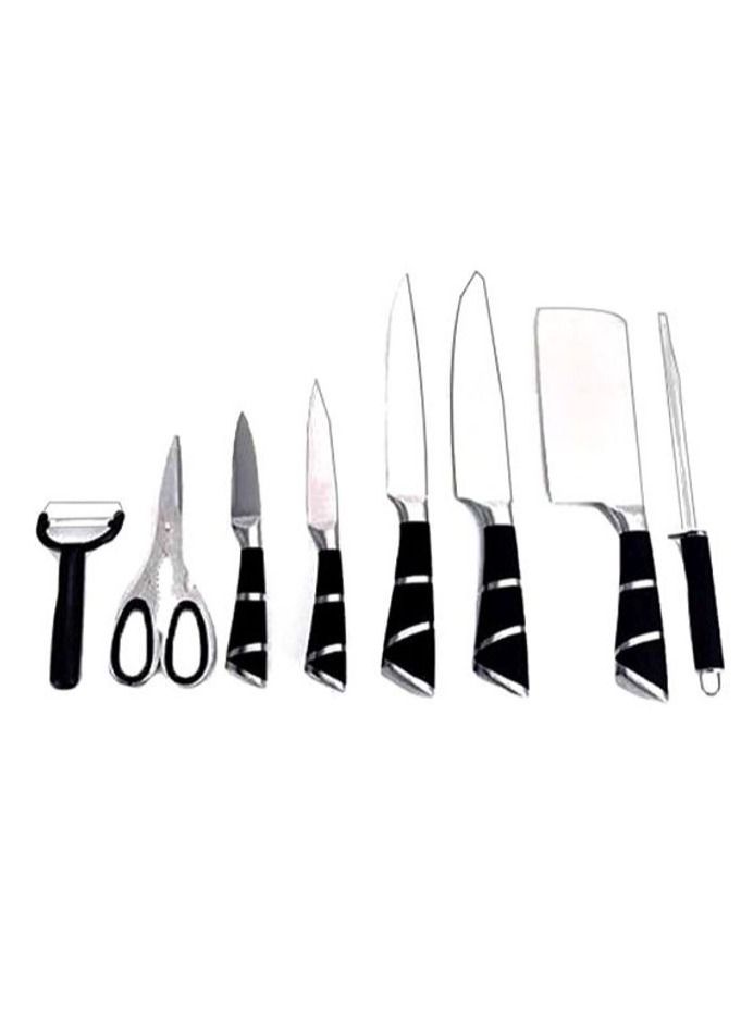 DESSINI 9-Piece Multi-Functional Knife Set Silver/Black