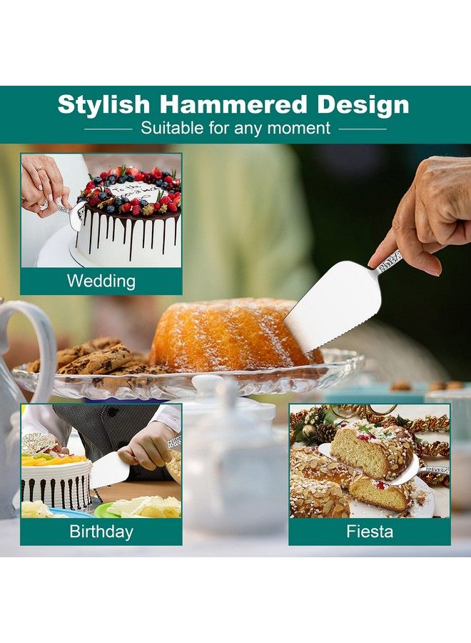 5Piece Pie Server Efar Hammered Stainless Steel Cake Server Spatula For Cutting Pastry Cheese Pizza Serrated Edge With Square Handle Mirror Polished & Dishwasher Safe8.9 Inch