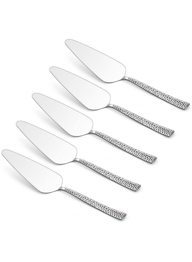 5Piece Pie Server Efar Hammered Stainless Steel Cake Server Spatula For Cutting Pastry Cheese Pizza Serrated Edge With Square Handle Mirror Polished & Dishwasher Safe8.9 Inch