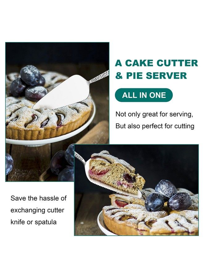 5Piece Pie Server Efar Hammered Stainless Steel Cake Server Spatula For Cutting Pastry Cheese Pizza Serrated Edge With Square Handle Mirror Polished & Dishwasher Safe8.9 Inch