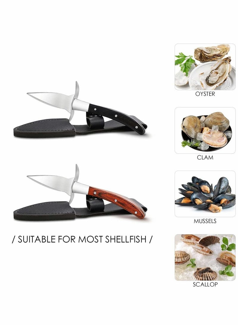 Oyster Knife Shucker Set, Gloves Cut Resistant Level 5 Protection Seafood Opener Kit Tools, 3.5’’ Stainless steel Knife, Thoughtful Gift for Lovers, Home Restaurant (2knifes+1Glove)