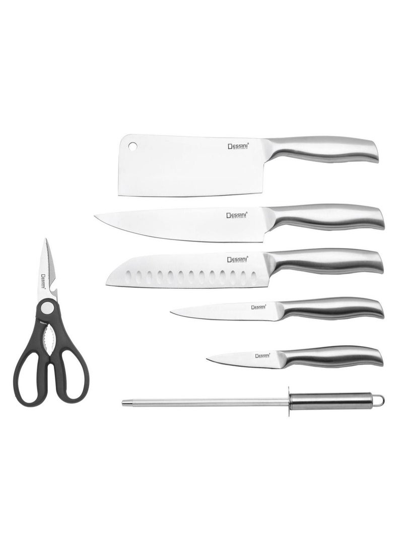 Dessini 8-Piece Knife Set with Acrylic Block 6006 Silver