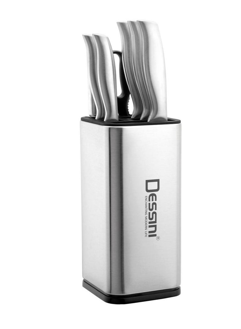 Dessini 8-Piece Knife Set with Acrylic Block 6006 Silver