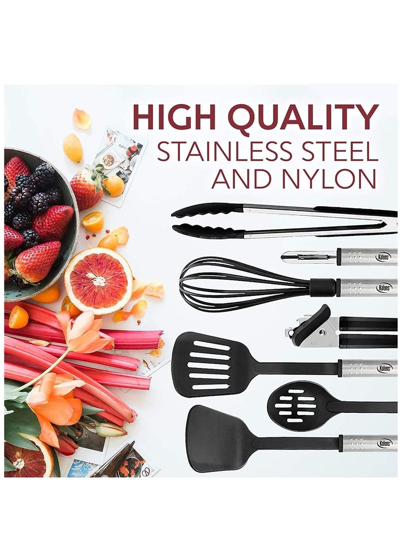 Kitchen Utensil Set 24 Nylon and Stainless Steel Utensil Set Non-Stick and Heat Resistant Cooking Utensils Set Best Kitchen Tools, Useful Pots and Pans Accessories and Kitchen Gadgets