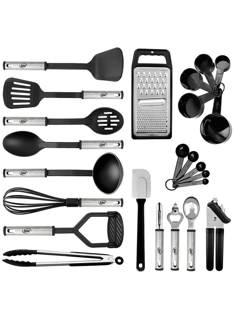 Kitchen Utensil Set 24 Nylon and Stainless Steel Utensil Set Non-Stick and Heat Resistant Cooking Utensils Set Best Kitchen Tools, Useful Pots and Pans Accessories and Kitchen Gadgets