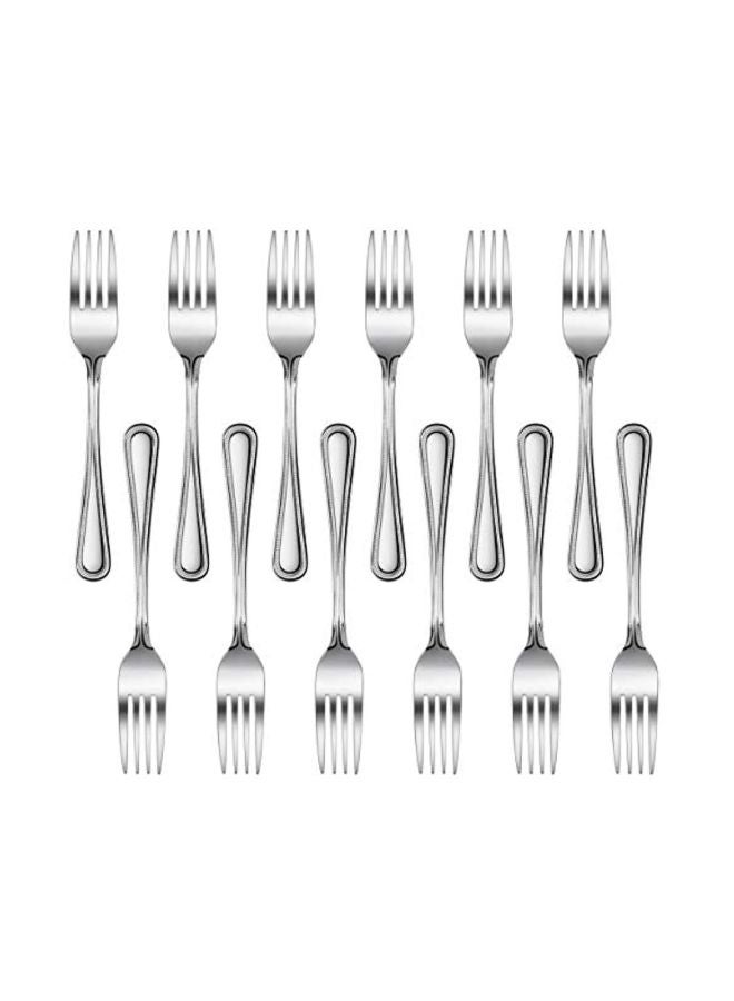 12-Piece Bead Pattern Fork Set Silver