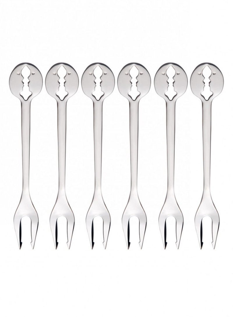 Casa Bugatti Kiss 6pc Party Fork - Silver