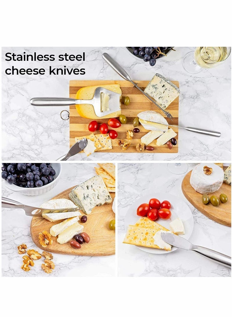 Cheese Knife Set with Handle Steel Stainless Include Wire Cutter, Spreader, Slicer and 4 Holes Knife…