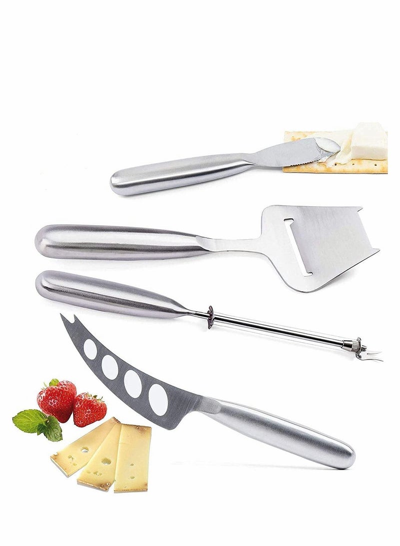 Cheese Knife Set with Handle Steel Stainless Include Wire Cutter, Spreader, Slicer and 4 Holes Knife…