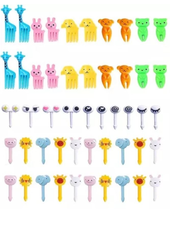 50 PCS FOOD FRUIT FORKS PICKS FOR KIDS - CARTOONS & ANIMALS SHAPED FORKS FOR SCHOOL, LUNCH BOXES, RESTAURANTS & 🥯🧁 BAKERY USE