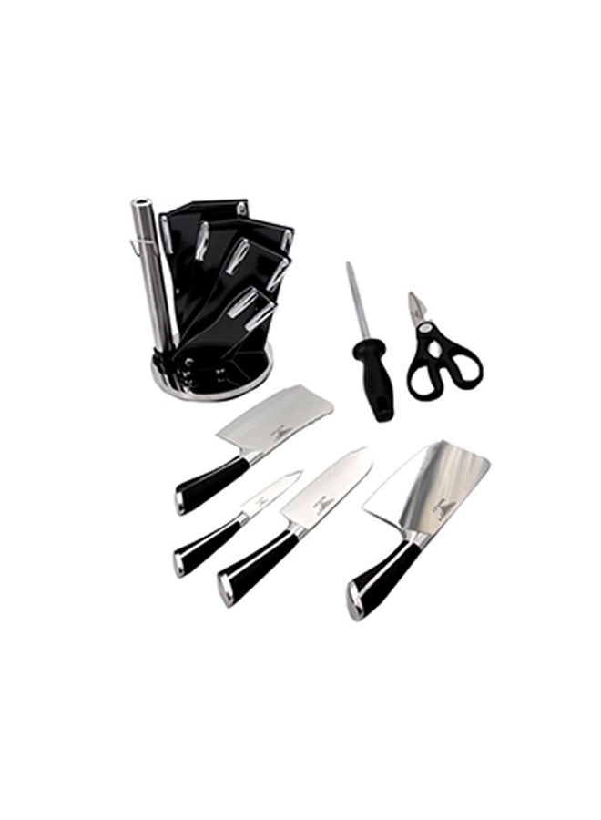7-Piece Steak Knife Set With Scissor And Holder Black/Silver