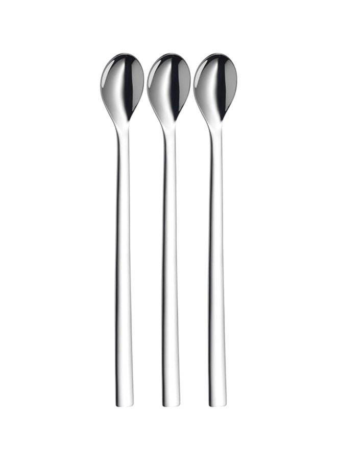 6-Piece Nuova Long Drink Spoon Set Silver 22cm