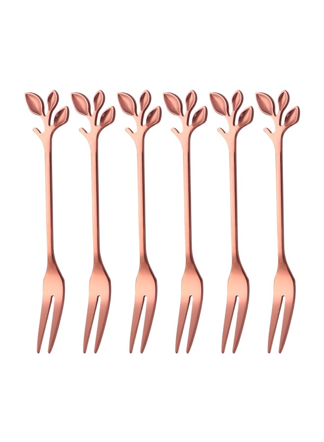 6-Piece Stainless Steel Fruit Fork Set Rose Gold 4.92inch
